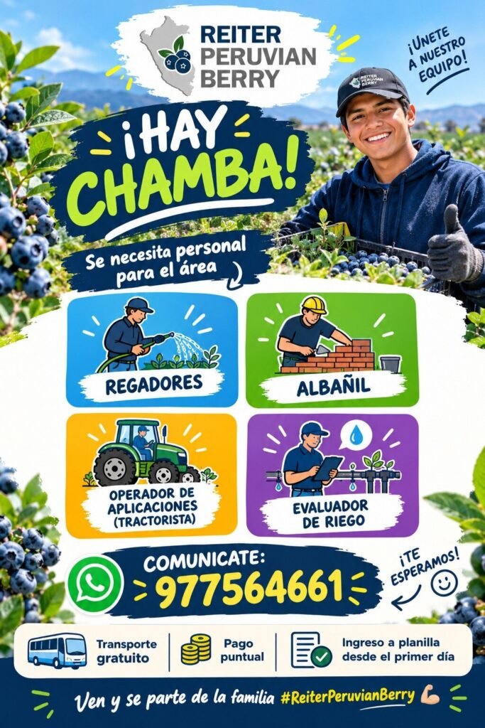 Operadores de Aplicaciones y Regadores en Reiter Peruvian Berry
