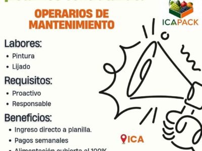 Operarios de Mantenimiento en Empresa Agrícola