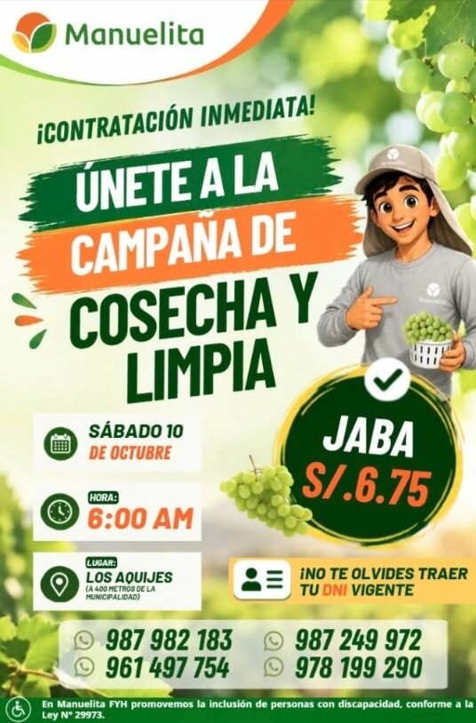 Trabajadores para Campaña de Cosecha y Limpieza de uva - Imagen 1