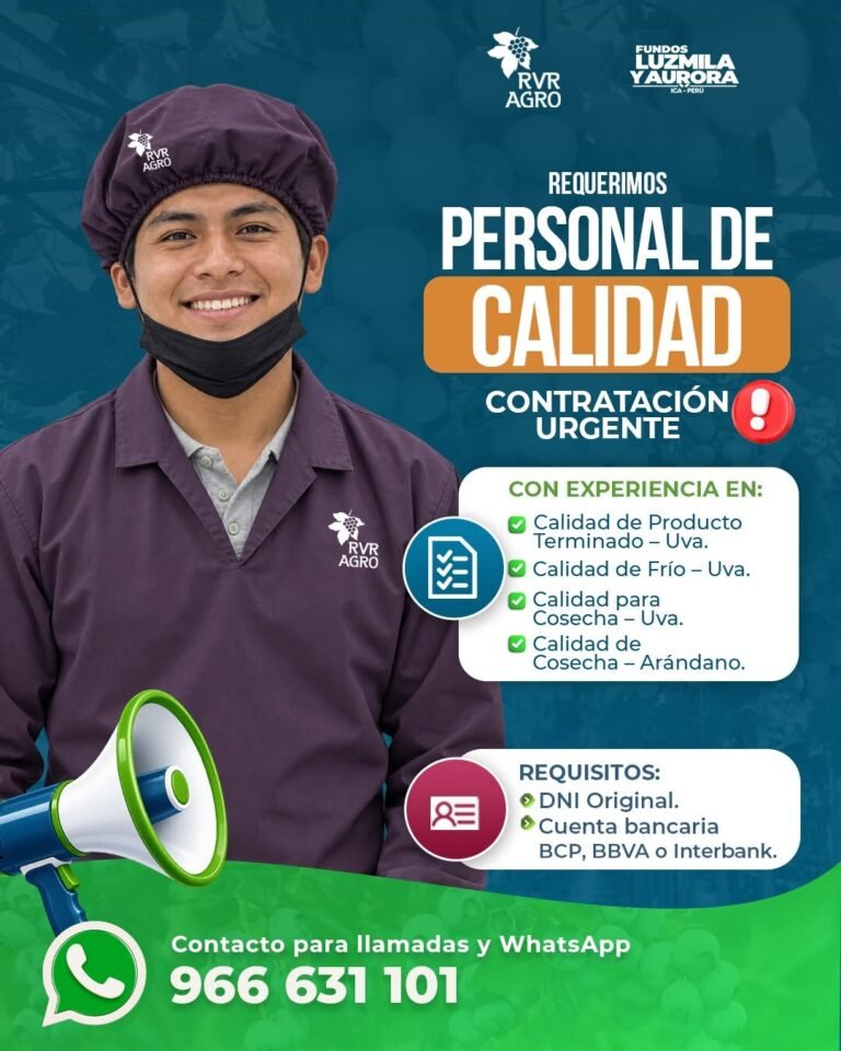 PERSONAL DE CALIDAD – RVR AGRO (ICA)